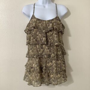 Y2K Animal Print Ruffle Feminine Romantic Boho Fairy Grunge Camisole‎ M